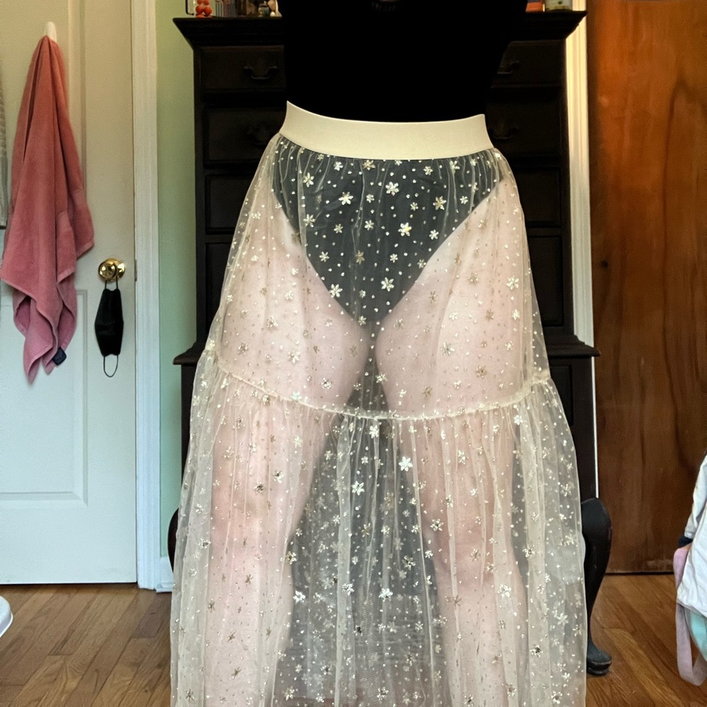 Sheer Gold Glitter Skirt